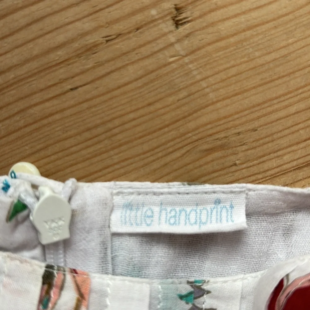 Little Handprint Girls Dress 100% Cotton With Cotton Gauze Lining Size 4 Y - Picture 8 of 10